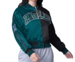 philadelphia-eagles-womens-midnight-green-black-cropped-satin-jacket-front