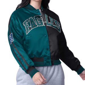 philadelphia-eagles-womens-midnight-green-black-cropped-satin-jacket-front
