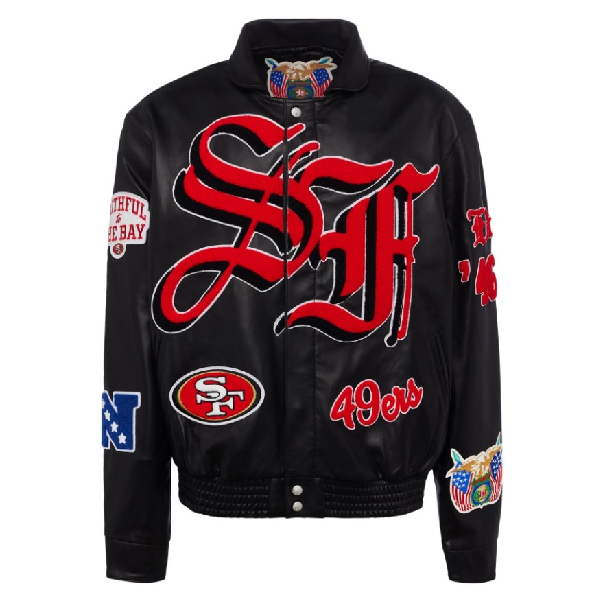 san-francisco-49ers-black-leather-jacket-front